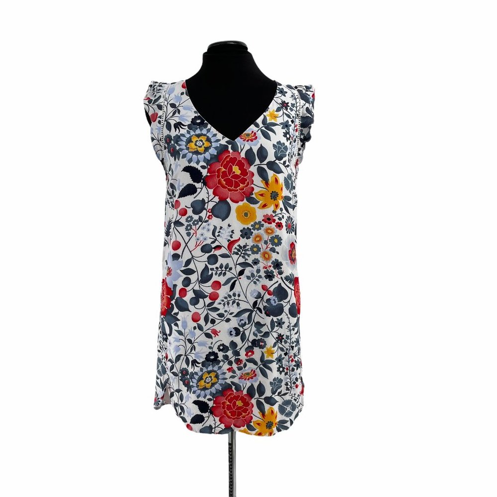 LOFT flutter sleeve swing dress floral small petit